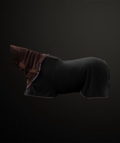 Horse rug Hocket Neck part in brown with blue edges with black background